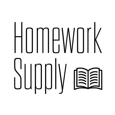 The text 'Homework Supply' and Icon of an open Book